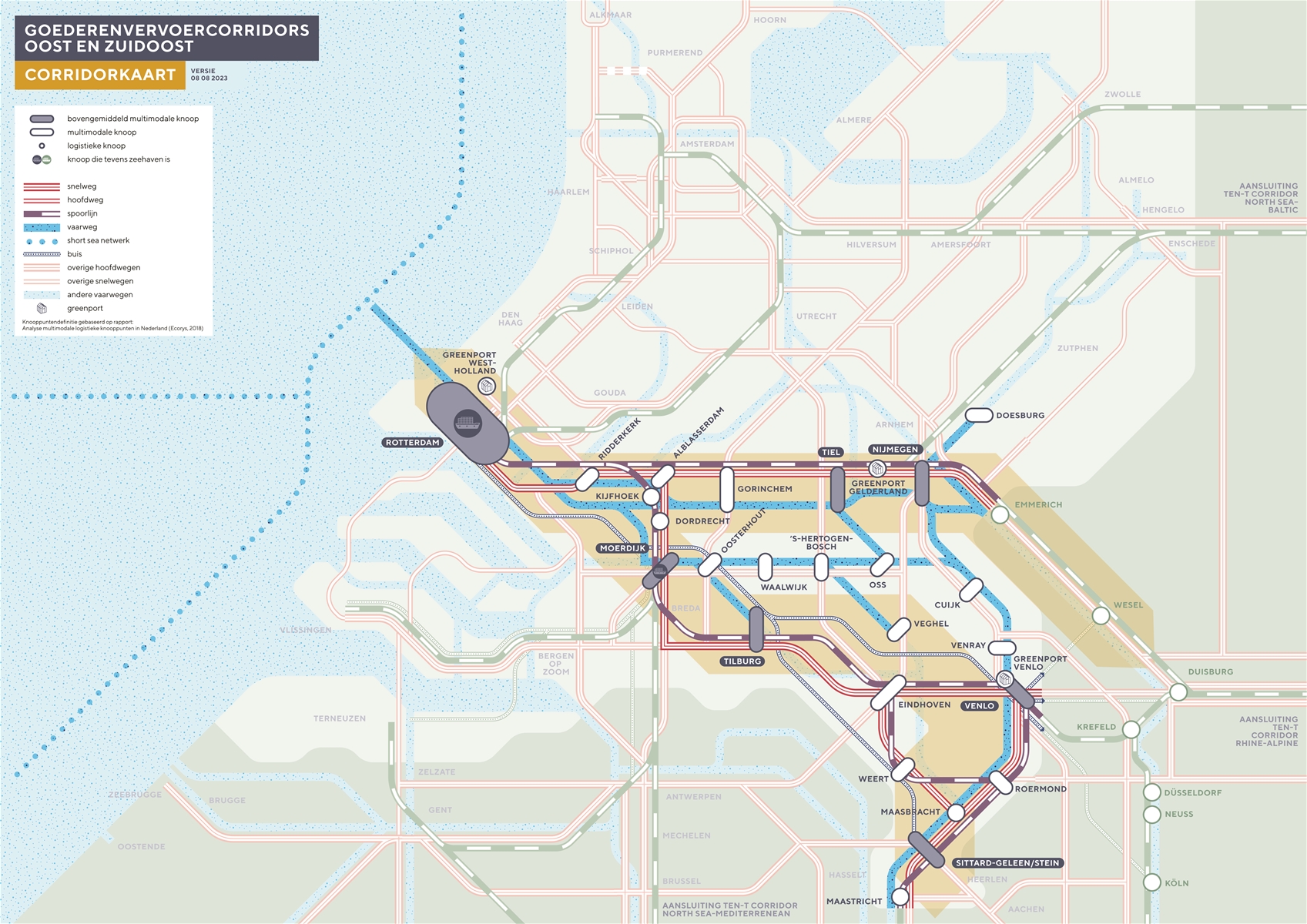 Metrokaart Goederenvervoercorridors Oost en Zuidoost 